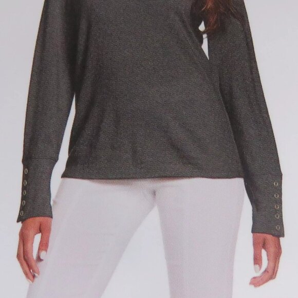 NEW NWT Rafaella Hacci Long Sleeve Mockneck Top Charcoal Gray Tweed XS MSRP:$69 - Picture 4 of 10